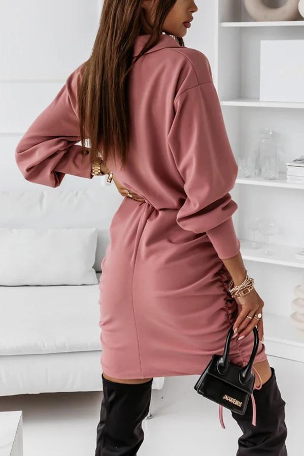 Found Love Ruched Button Down Shirt Dress