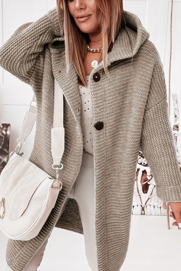 Hold Me Forever Button Hooded Cardigan