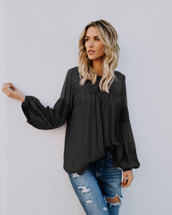 Long Sleeve Deep V-neck Blouse