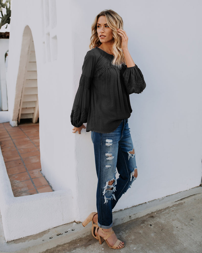 Long Sleeve Deep V-neck Blouse