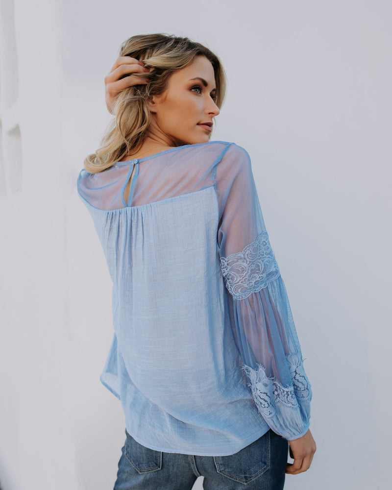 Long Sleeve Deep V-neck Blouse