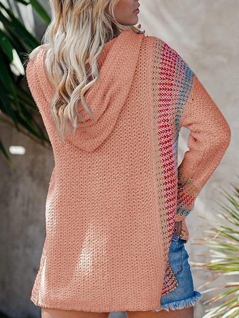 Boho Hooded Jumper Sweater With Pocket