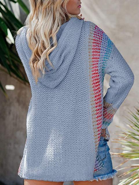 Boho Hooded Jumper Sweater With Pocket