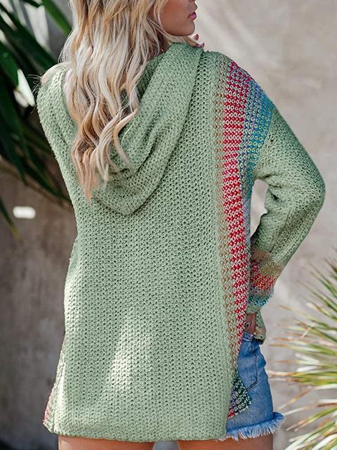 Boho Hooded Jumper Sweater With Pocket