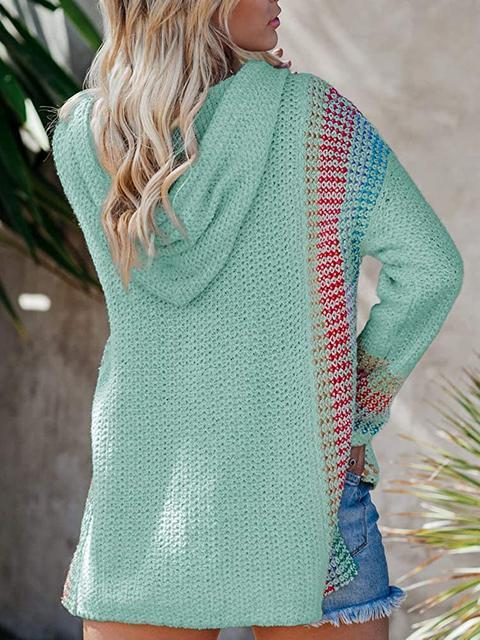 Boho Hooded Jumper Sweater With Pocket