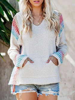 Boho Hooded Jumper Sweater With Pocket