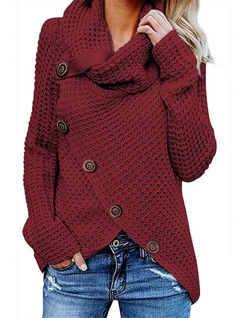 Button Thick Long Sleeve Sweater