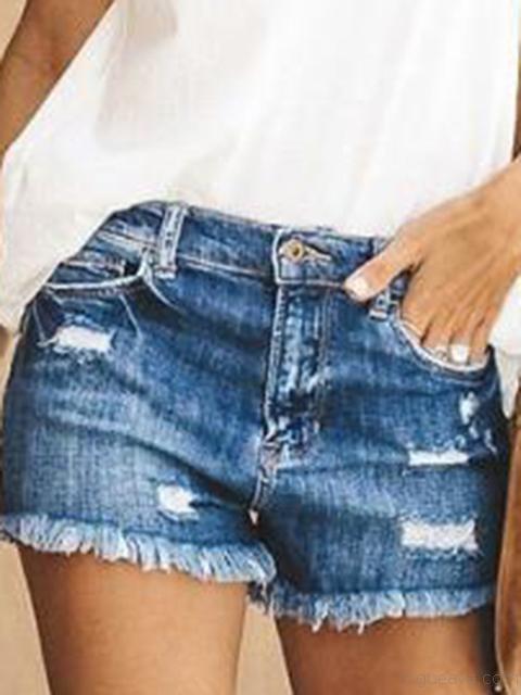 Slim Fit Brushed Denim Shorts