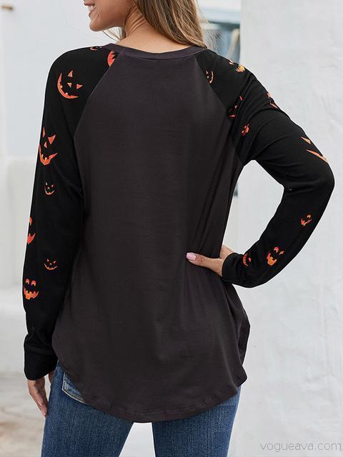 Long Sleeve Halloween Print Tops