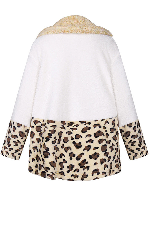 Winter Wonderland Pocket Leopard Plush Coat