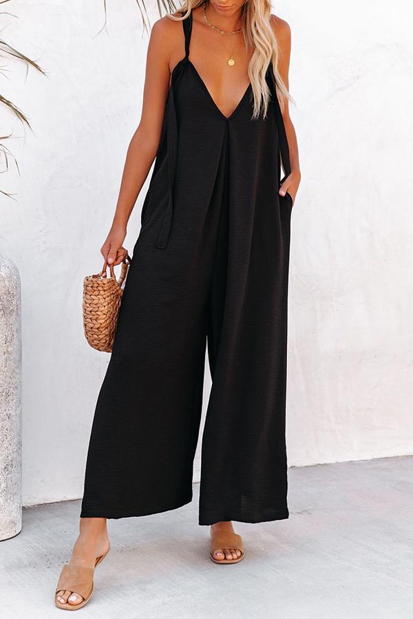 Perfectly Pocketed Wide Leg Adjustable Jumpsuit