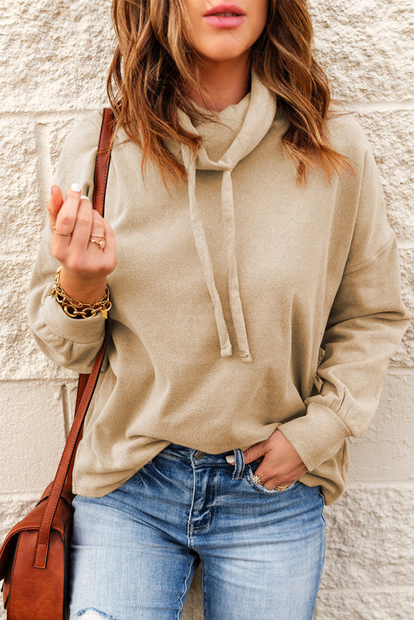 High Neck Drawstring Pullover