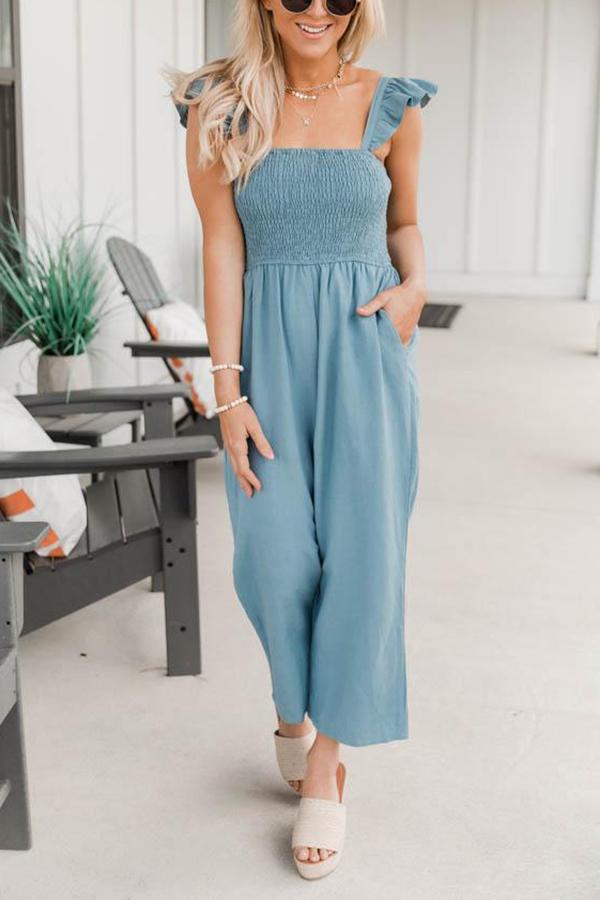 Perfectly Poised Smocked Detail Jumpsuit