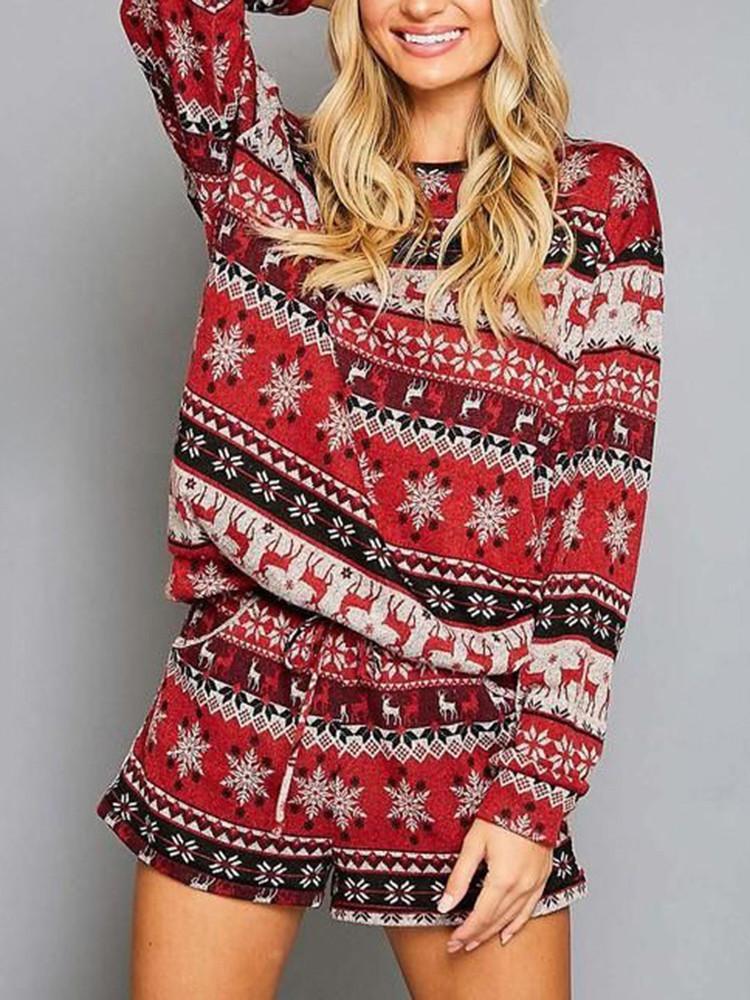 Christmas Printed Home Wear Two-piece