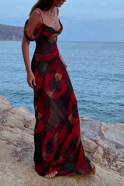 Print Off Shoulder Slim Maxi Dress