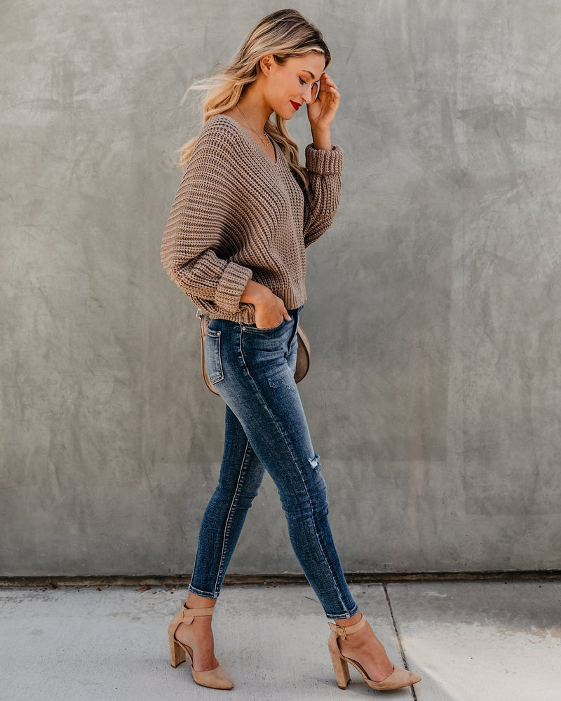 Loose Long Sleeve Knit V-neck Sweater