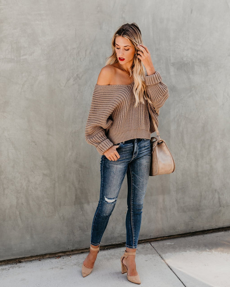 Loose Long Sleeve Knit V-neck Sweater