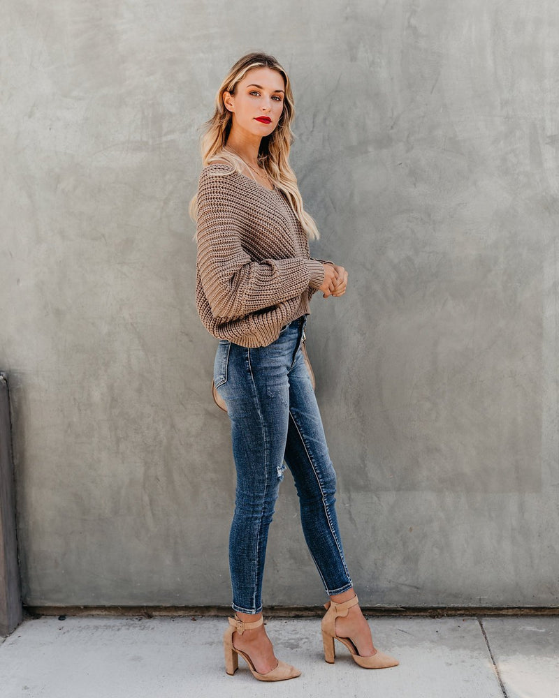 Loose Long Sleeve Knit V-neck Sweater