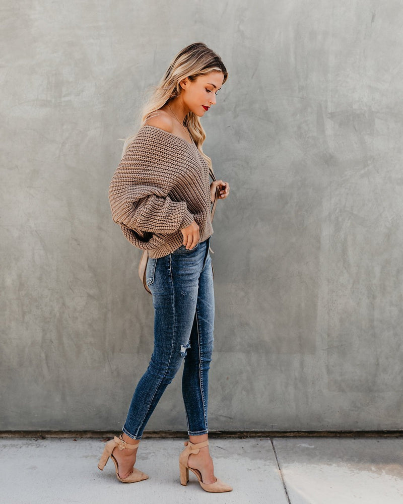 Loose Long Sleeve Knit V-neck Sweater