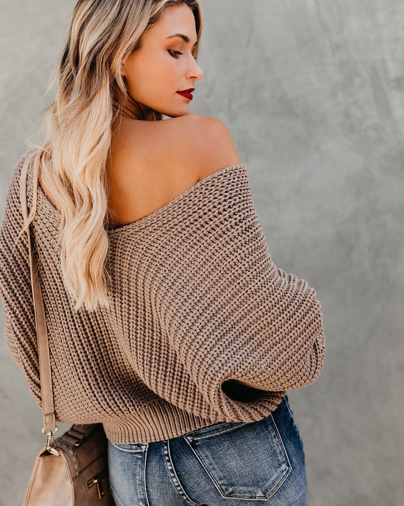 Loose Long Sleeve Knit V-neck Sweater