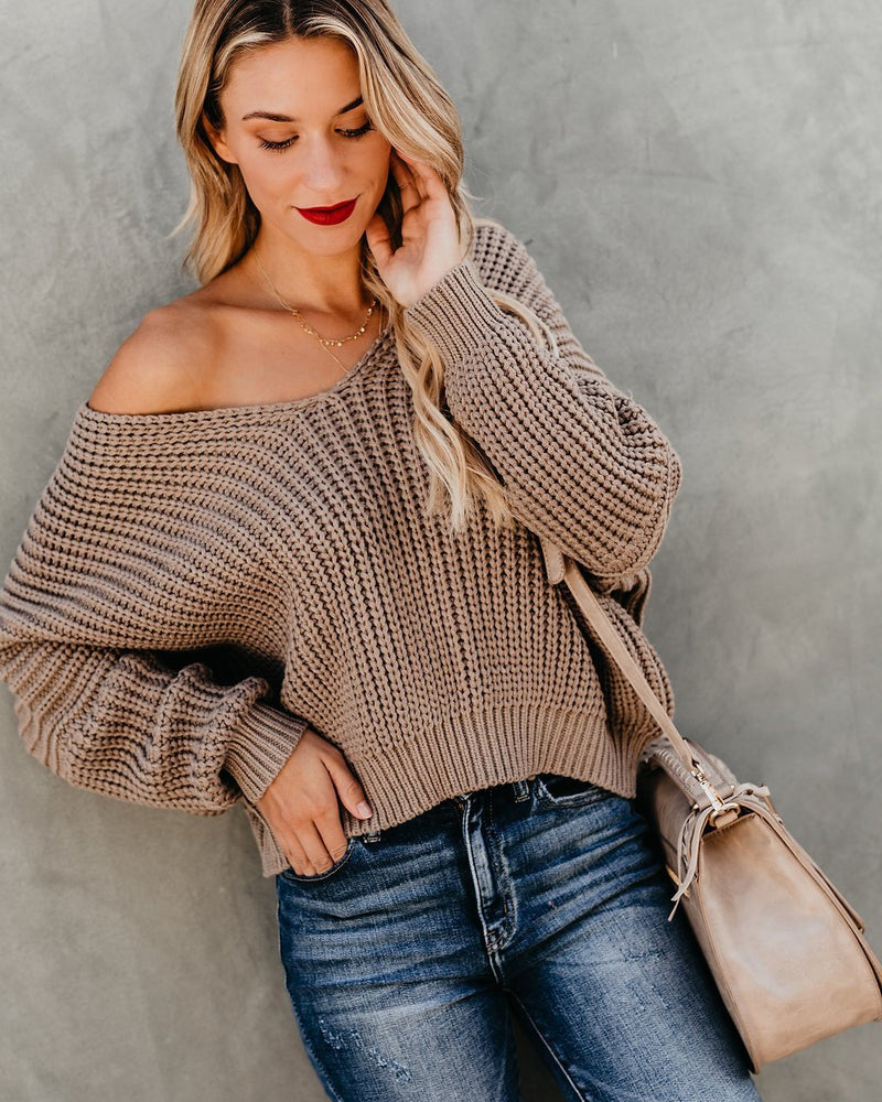 Loose Long Sleeve Knit V-neck Sweater