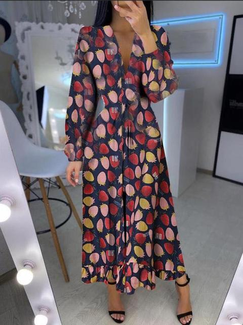 Halloween Casual V Neck Long Dress