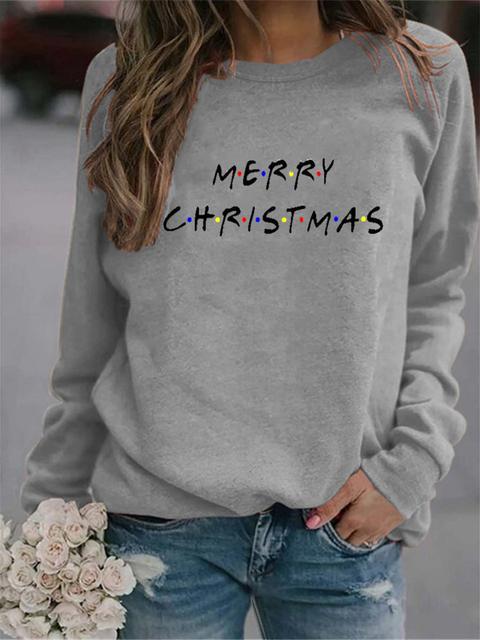 Casual Merry Christmas Letter Print Sweatshirt