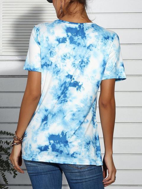 Casual Tie-Dye Print Twisted T-shirt