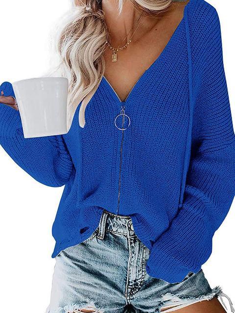 Casual Zipper  Long Sleeve Cardigan Sweater