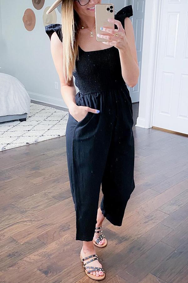 Perfectly Poised Smocked Detail Jumpsuit