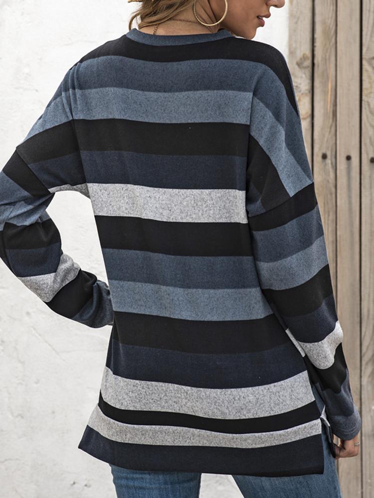 Striped Long Sleeve Casual T-shirt