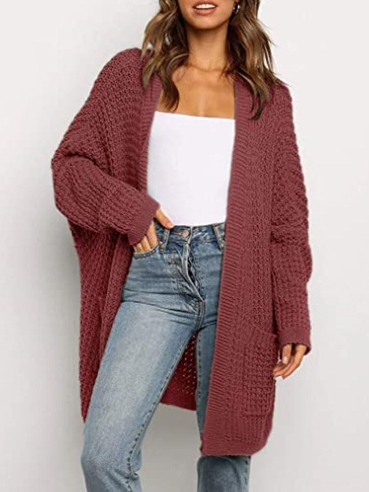 Loose Solid Color Pocket Cardigan