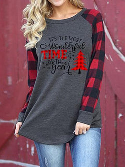 Christmas Pattern Long Sleeve Oversized T-shirt