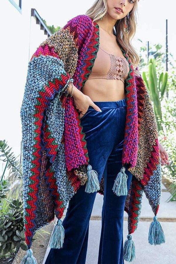 Boho Crochet Kimono With Tassels