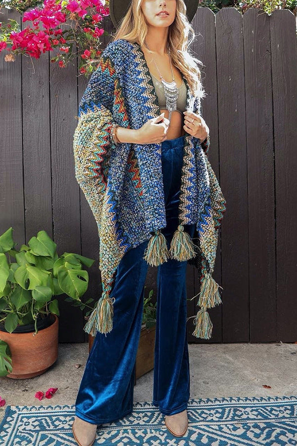 Boho Crochet Kimono With Tassels