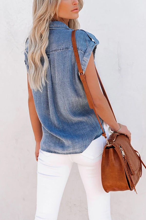 Organic Babe Chambray Button Down Top