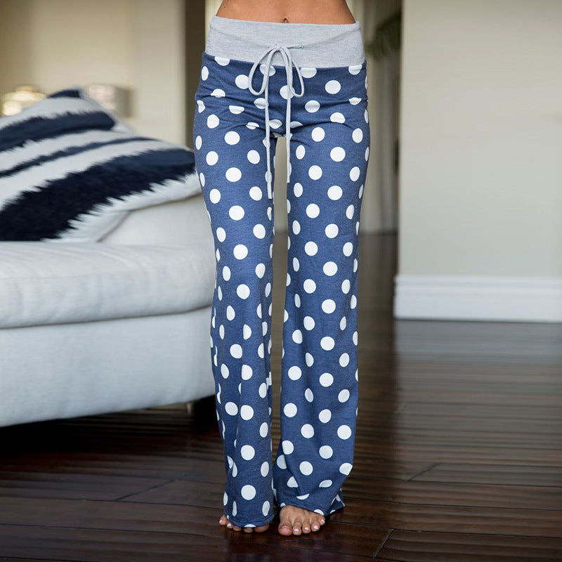 Casual Long Floral Loose Drawstring Elastic Waist Pajama Pants