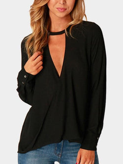 7/27 Wrap Front Deep V-neck Blouse - Landing Closet