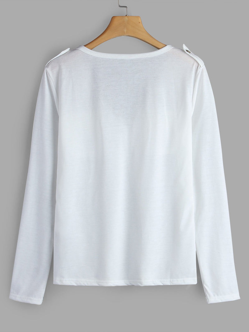 7/25 Long Sleeves V-neck Casual T-shirt - Landing Closet