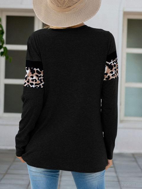 Leopard Patchwork Long Sleeve T-shirts