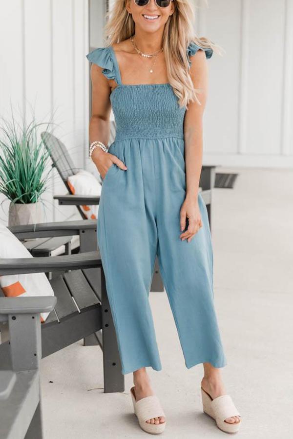 Perfectly Poised Smocked Detail Jumpsuit