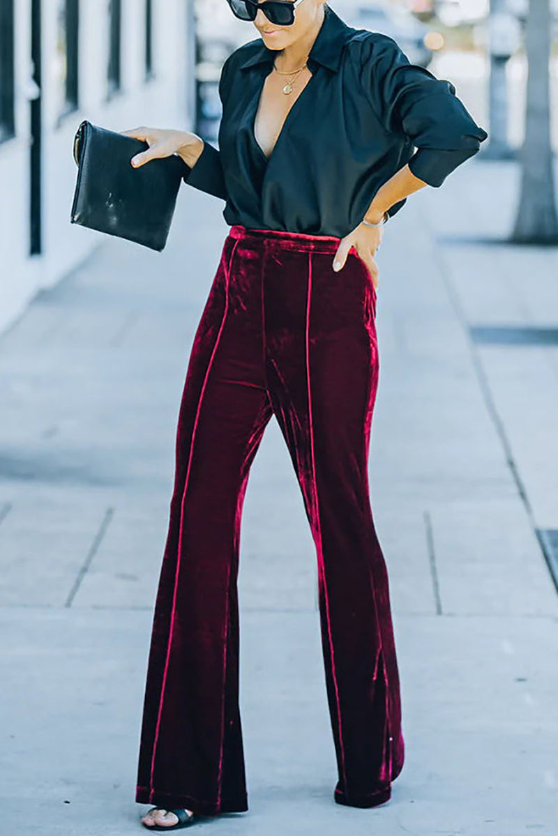 Cheerful Velvet Seam Flares Pants