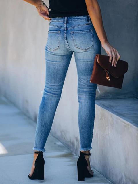 Denim Hole Tassel Jeans