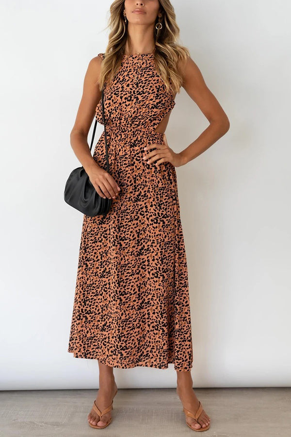 Shane Animal Print Backless Maxi Dress