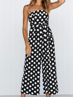 Straps Polka Dot Loose Jumpsuit