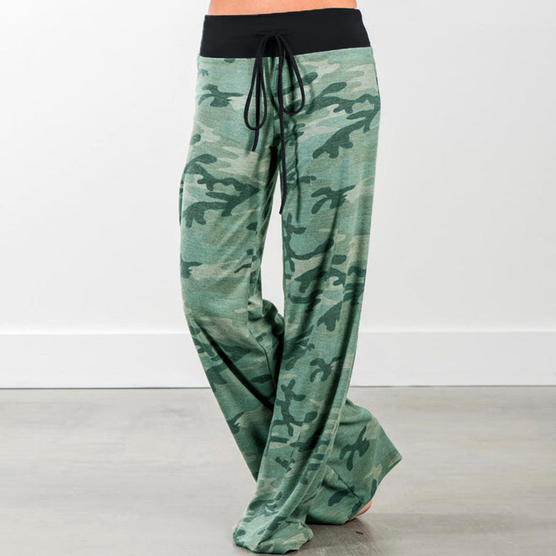 Casual Long Floral Loose Drawstring Elastic Waist Pajama Pants