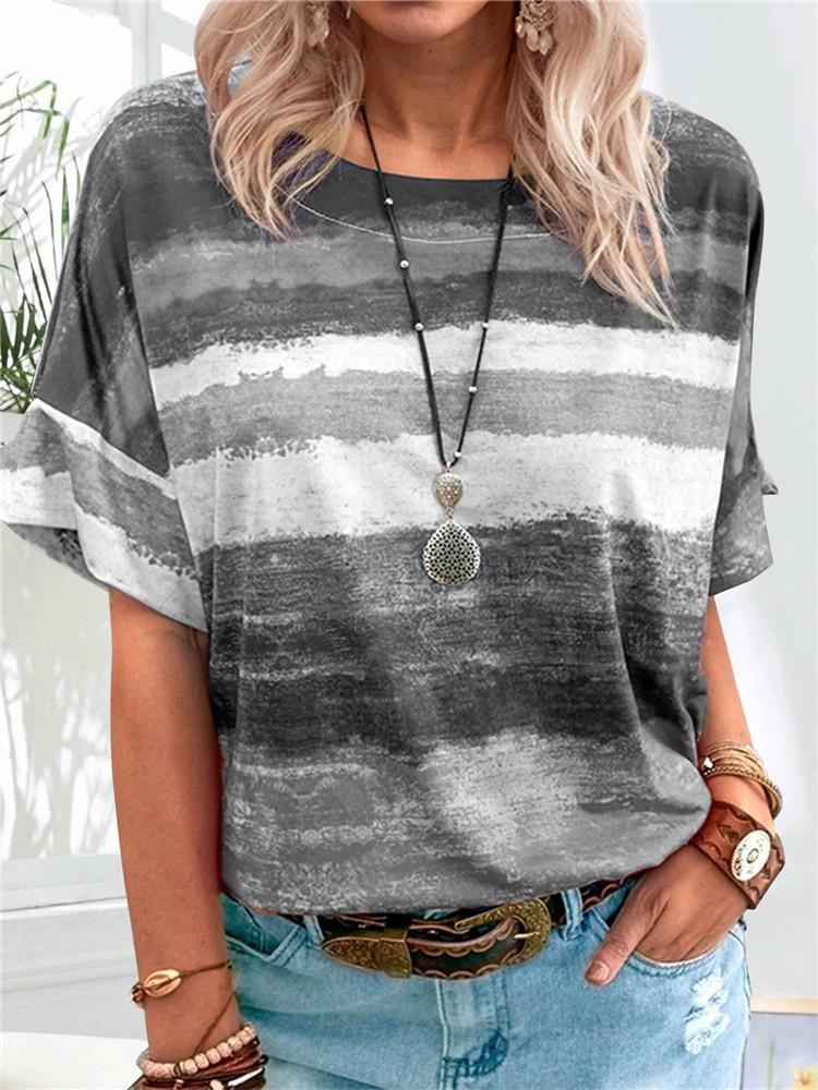 Gradients Stripe Contrast Loose T-shirt