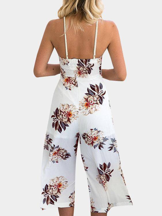 Floral Print Wide Leg Jumpsuit - Landing Closet