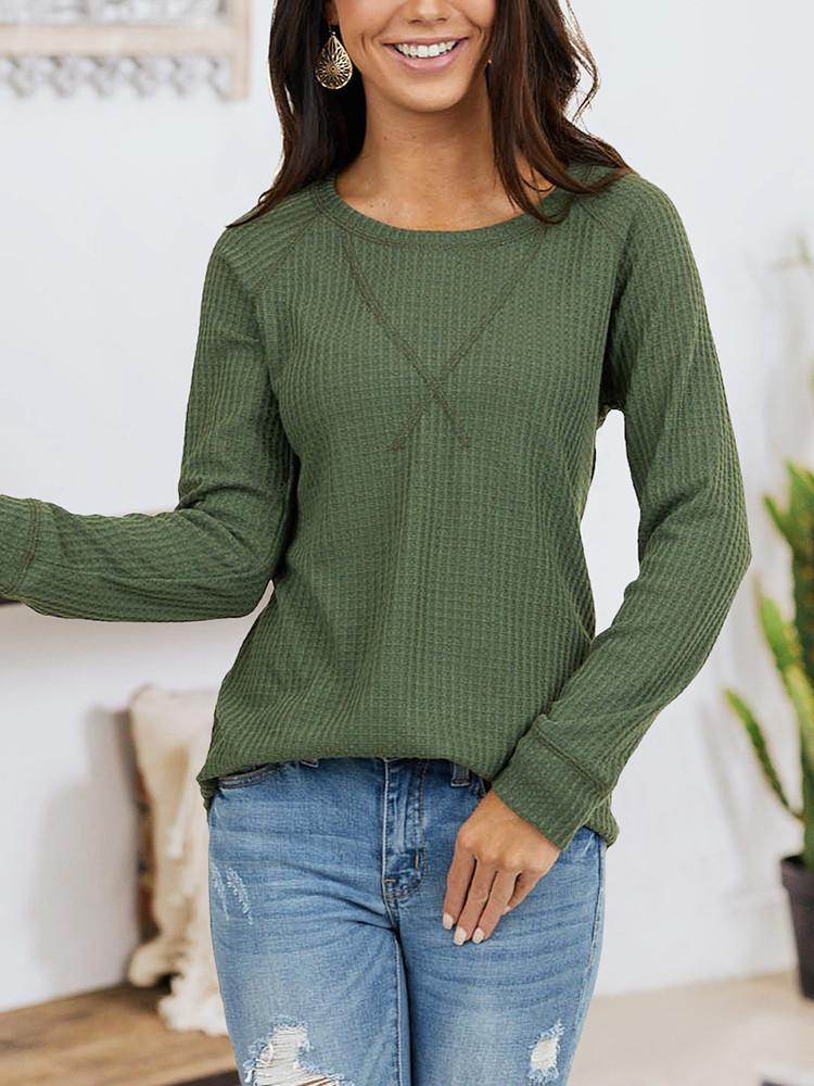 Loose Solid Long Sleeve T-shirt