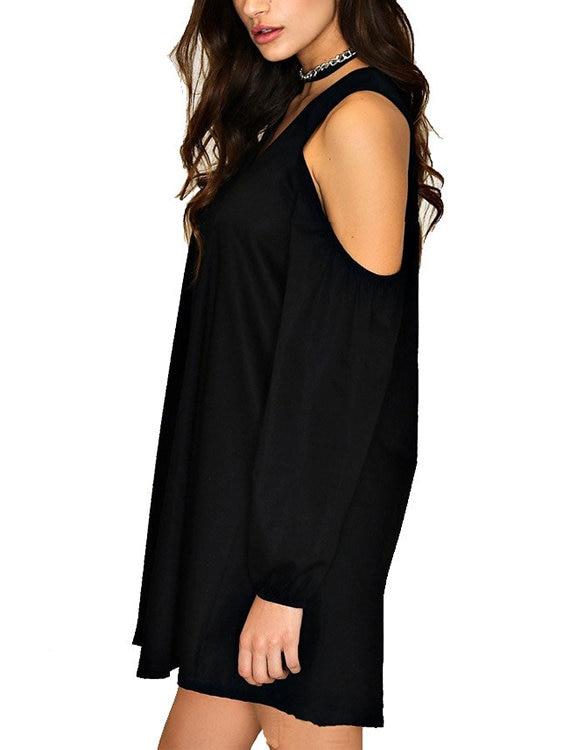 V-neck Cold Shoulder Long Sleeves Dress